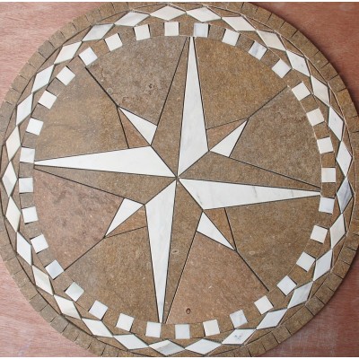 Floor 32" Marble TravertineTile Medallion Design Stone 32" #23c   171259729476